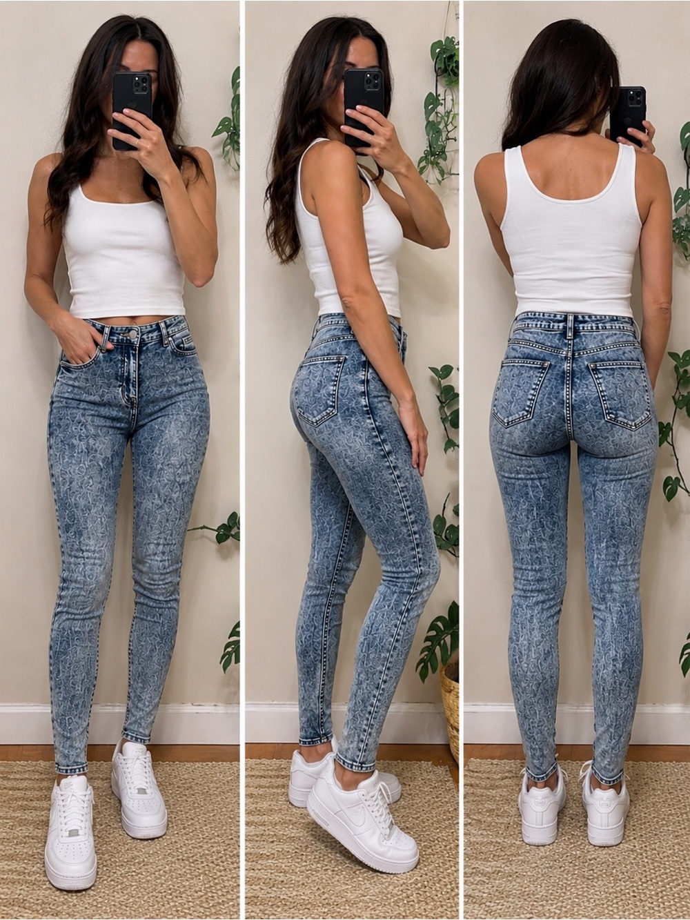 High Rise Acid Wash Skinny Jeans Women’s Size 2 Blue Stretch Denim